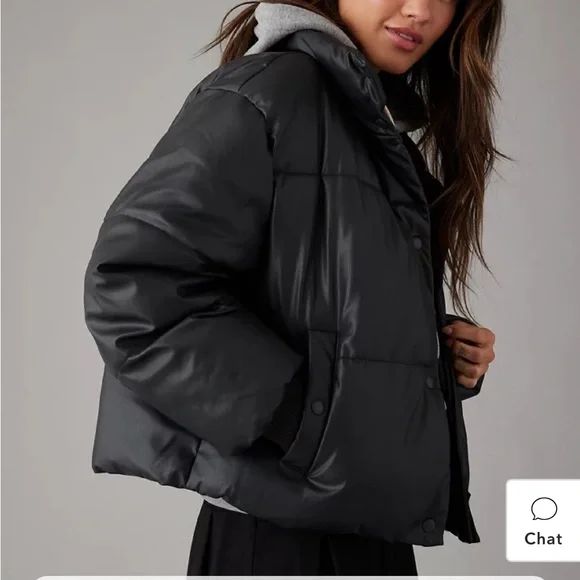 AE Vegan Leather Chill Puffer Jacket - Picture 5 of 9